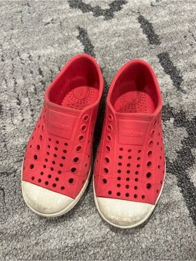 Native Kids Slip-On Water Shoes in Red with White Toe Caps